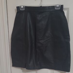 Vintage Nique Jet Black Leather Mini Skirt